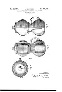Anchor Hocking Coffee Pot Design Patent D134823-1