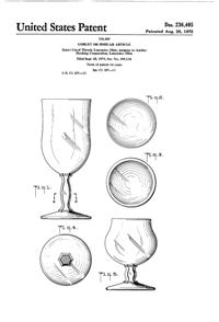 Anchor Hocking Twilight Mist Goblet Design Patent D236405-1