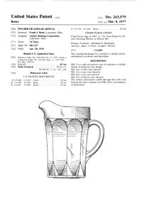 Anchor Hocking Fairfield Pitcher Design Patent D243579-1