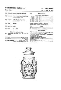 Anchor Hocking Rain Flower Apothecary Jar Design Patent D249445-1