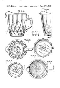 Anchor Hocking Crown Point Creamer Design Patent D273263-2