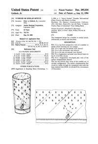 Anchor Hocking Tumbler, Bird Design Patent D285034-1