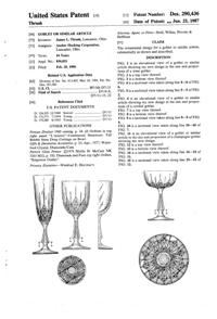 Anchor Hocking Canfield Goblet Design Patent D290436-1