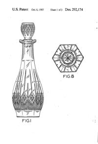 Anchor Hocking Canfield Decanter Design Patent D292174-2