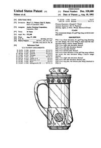 Anchor Hocking Golf Bag Mug Design Patent D328688-1