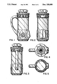Anchor Hocking Golf Bag Mug Design Patent D328688-2