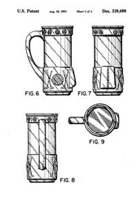 Anchor Hocking Golf Bag Mug Design Patent D328688-3