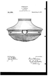 Hocking Light Fixture Globe Design Patent D 51130-1