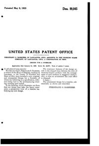 Hocking Tumbler Design Patent D 89845-2