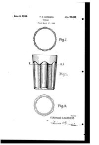 Hocking Colonial Tumbler Design Patent D 90060-1