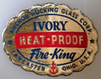 Anchor Hocking Fire-King Ivory Label