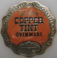 Anchor Hocking Fire-King Copper Tint Label