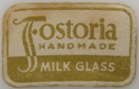 Fostoria Milk Glass Label