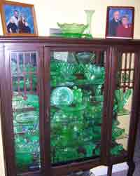 China Cabinet With Green Glass