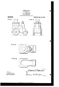 Diamond Toy Engine Candy Container Design Patent D 46293-1