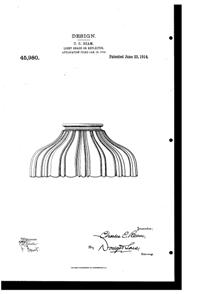 Wellington Light Fixture Shade Design Patent D 45980-1