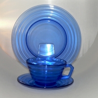Hazel-Atlas Moderntone Ritz Blue Cup, Saucer & Plate