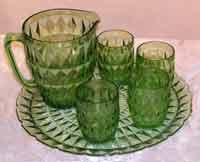 Jeannette Windsor Pitcher and Tumblers on Chop Plate