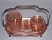 Jeannette Smoker's Set with Tray and Metal Handle