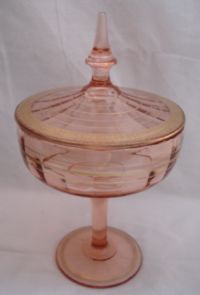 Lancaster Covered Compote w/ Rambler Rose Etch