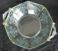 Lancaster # 924 Octagon Bowl with Unknown Floral Etch