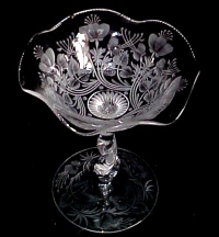 Libbey Engraved / Cut Compote