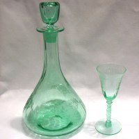 Maryland Glass Co. Decanter w/ Basket Etch