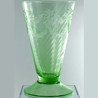 Maryland Glass Co. Spiral Optic Footed Tumbler w/ Unnamed Etch