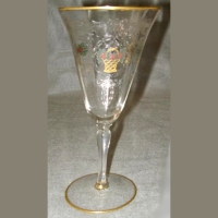 Maryland Glass Co. Goblet w/ Decorated Basket Etch