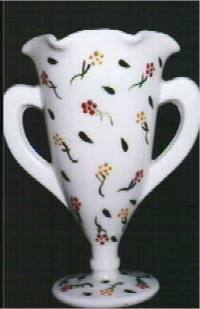 L. E. Smith #   49 Crimped Top Vase with Dresden Decoration