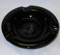 L. E. Smith # 1000 Ashtray w/ Silver Overlay Rooster