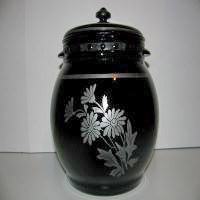 L. E. Smith Cookie Jar w/ Silver Decoration