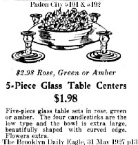 Paden City # 191 & # 192 Party Line 5-Piece Table Set Advertisement