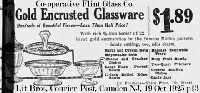 Co-operative Flint Gold-Encrusted Glassware Advertisement