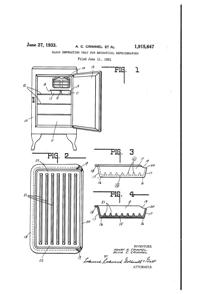 Sneath Refrigerator Tray Patent 1915647-1
