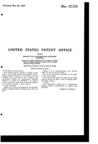 Phoenix Fluorescent Light Fixture Design Patent D127374-2