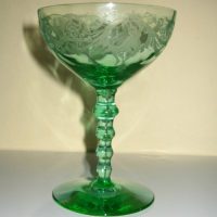 Central #1442 Saucer Champage w/ #412 Morgan Etch