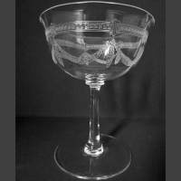 Heisey #3311 Velvedere Saucer Champagne w/ #152 Apollo Pantograph Etch