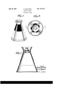 National Silver Deposit Ware Cocktail Shaker Design Patent D147113-1