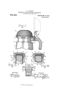 U. S. Glass Jug Top Patent  952428-1