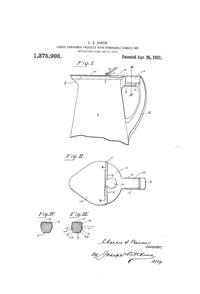 U. S. Glass Jug Top Patent 1375993-1