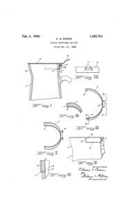 U. S. Glass Jug Top Patent 1482724-1