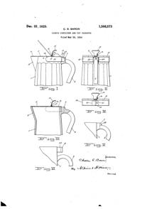 U. S. Glass Jug Top Patent 1566573-1