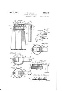U. S. Glass Jug Top Patent 2102349-01