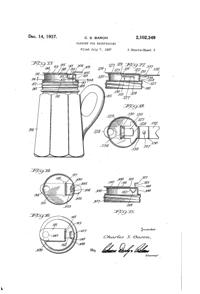 U. S. Glass Jug Top Patent 2102349-03