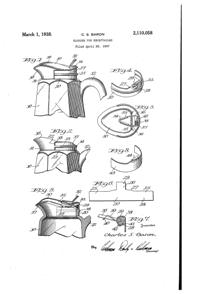 U. S. Glass Jug Top Patent 2110058-1