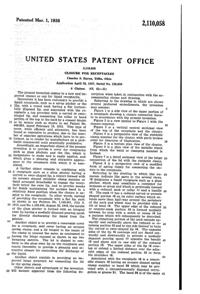U. S. Glass Jug Top Patent 2110058-2