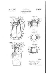 U. S. Glass Jug Top Patent 2136123-1
