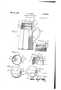 U. S. Glass Jug Top Patent 2158923-1