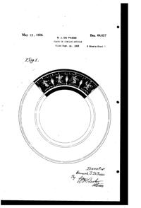 DePasse Pearsall Decoration on Plate Design Patent D 64627-1
